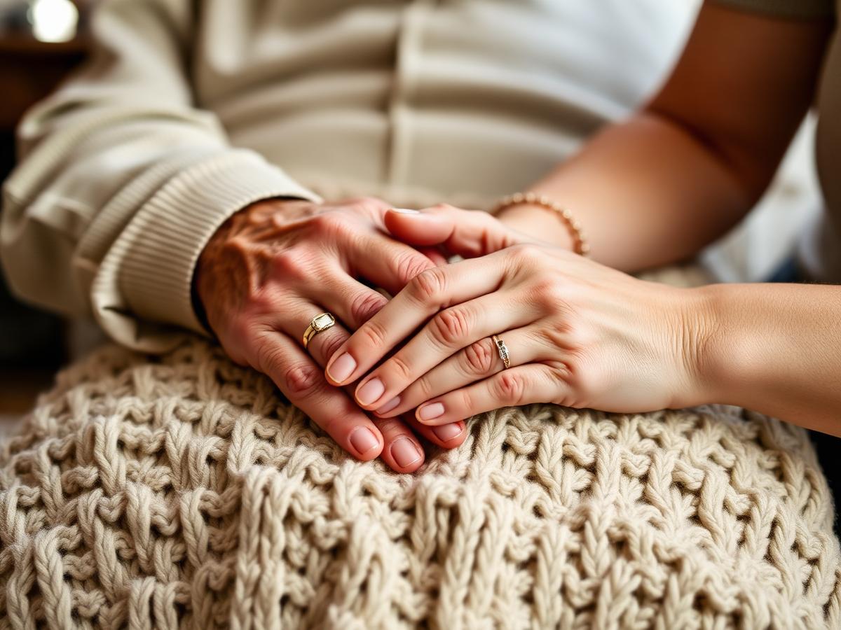 Caregiver holding an older adult's hands